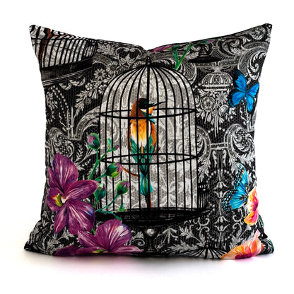 Orangery Cushion - Black & Fuchsia (4 Pattern Variations)