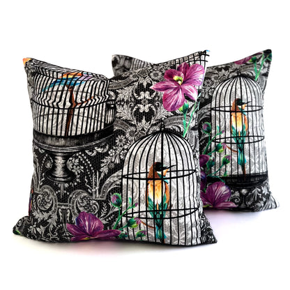 Orangery Cushion - Black & Fuchsia (4 Pattern Variations)