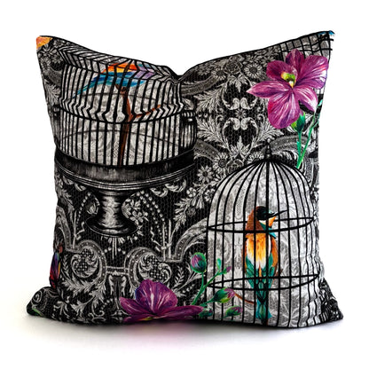 Orangery Cushion - Black & Fuchsia (4 Pattern Variations)