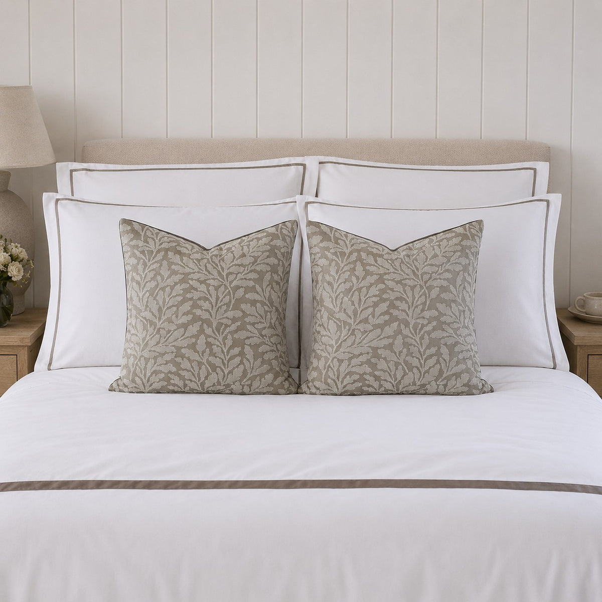 Kelso Embroidery Cushion - Cobblestone
