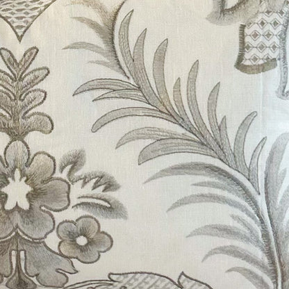 Decorative embroidered damask fabric 