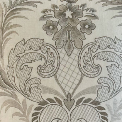 Decorative embroidered damask fabric 