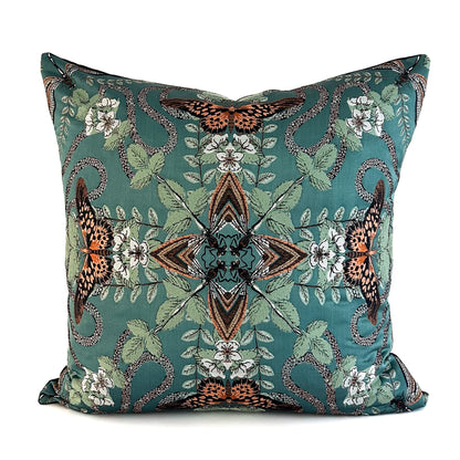 Emerald Forest Jacquard Cushion - Teal