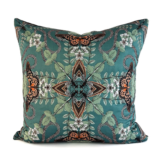Emerald Forest Jacquard Cushion - Teal