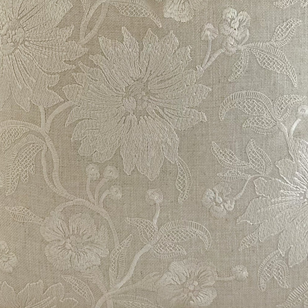 Decorative embroidered floral fabric 
