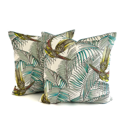 Sunbird Cushion - Jade, Lemon (2 Pattern Variations)