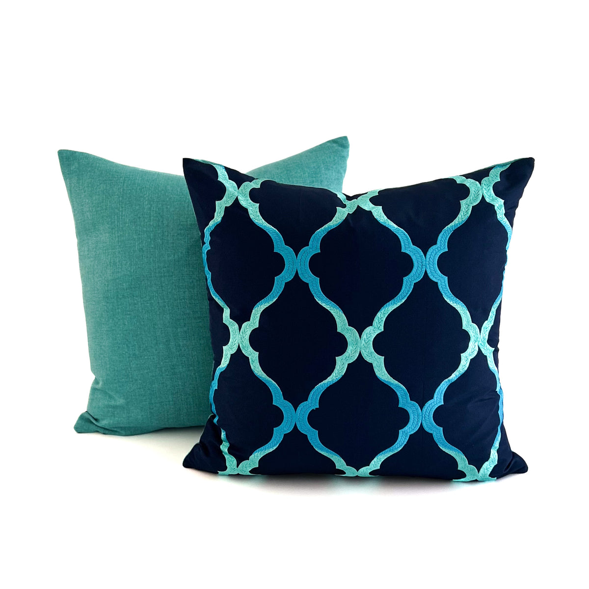 Jali Trellis Cushion - Navy, Jade, Turquoise