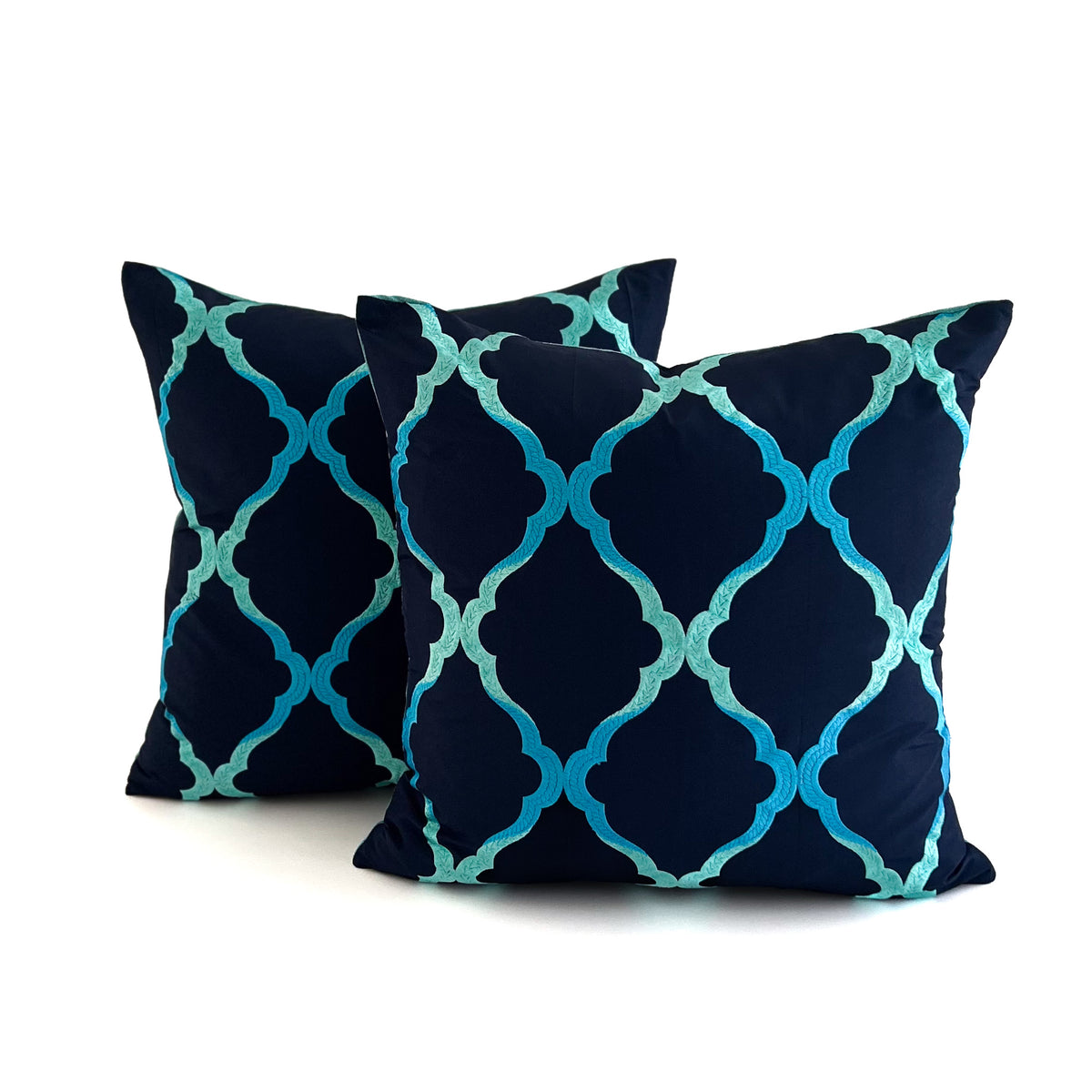 Jali Trellis Cushion - Navy, Jade, Turquoise