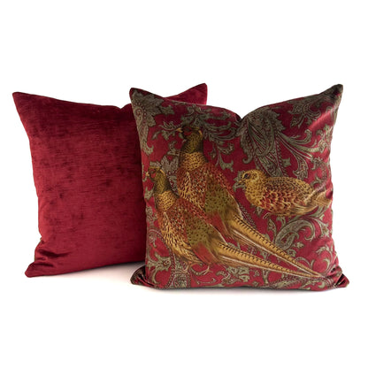 Buckthorn Paisley Velvet Cushion - Port