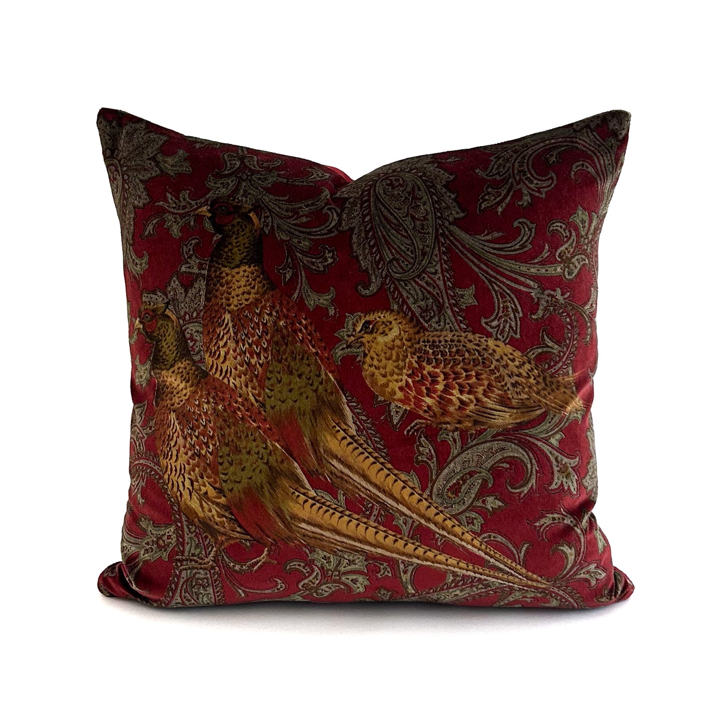 Buckthorn Paisley Velvet Cushion - Port