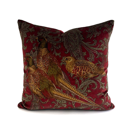 Buckthorn Paisley Velvet Cushion - Port