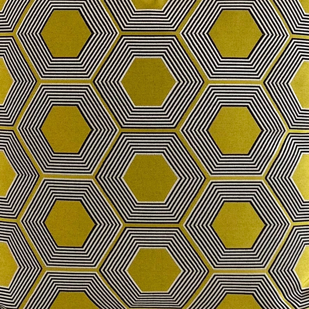 Chartreuse, silver and black decorative geometric pattern 