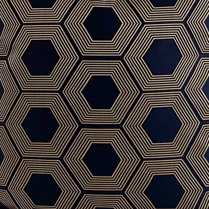 Navy and Gold geometric hexagon patterned fabric 