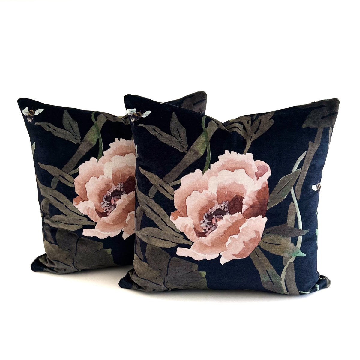 Peonia Velvet Cushion - Midnight