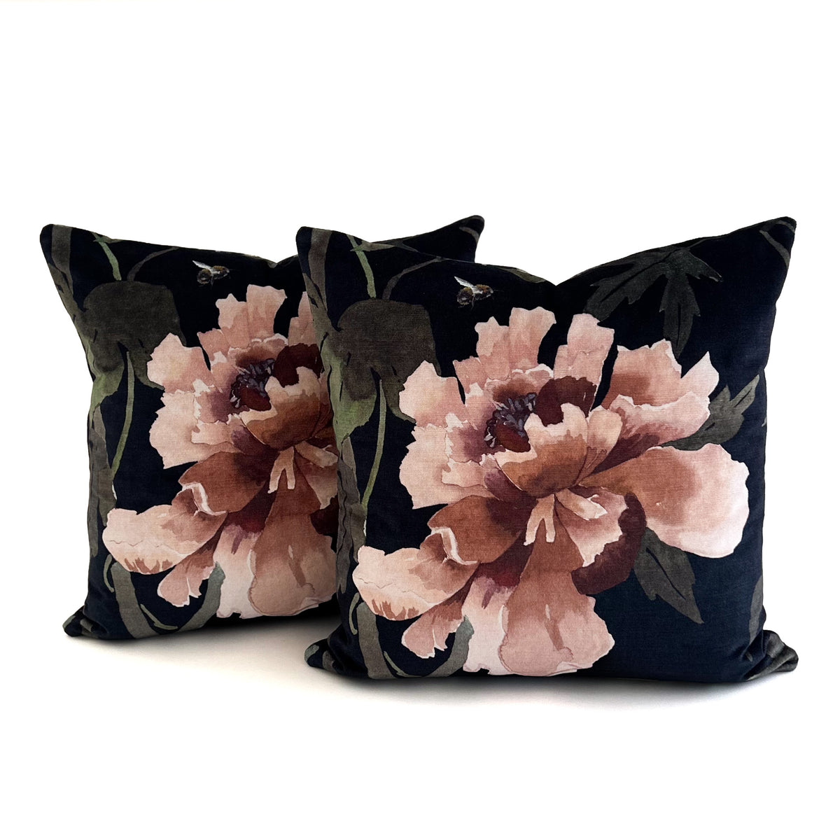 Peonia Velvet Cushion - Midnight