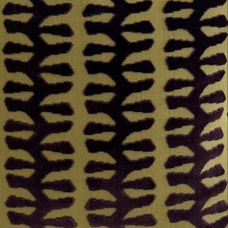 Decorative aubergine and moss patterned fabric     