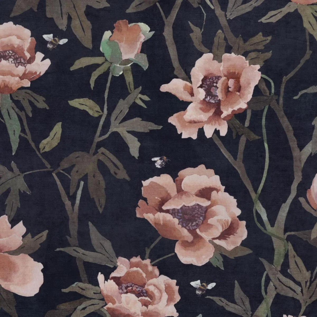 Peonia Velvet Cushion - Midnight